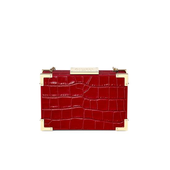Scarlett Box Clutch in Deep Shine Red Croc from Aspinal of London
