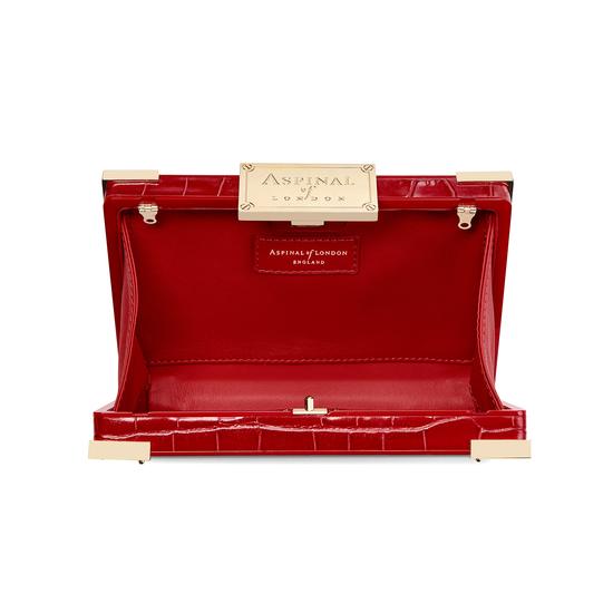 Scarlett Box Clutch in Deep Shine Red Croc from Aspinal of London