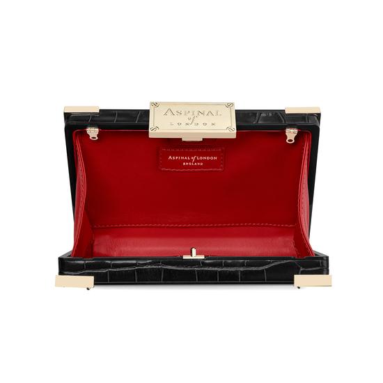 Scarlett Box Clutch in Deep Shine Black Croc from Aspinal of London