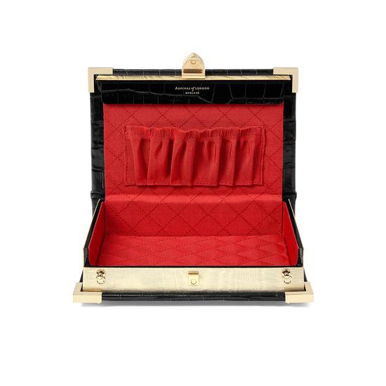 Book Clutch in Deep Shine Black Croc from Aspinal of London