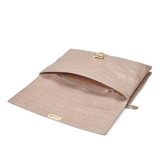 City Document Case in Deep Shine Soft Taupe Croc from Aspinal of London