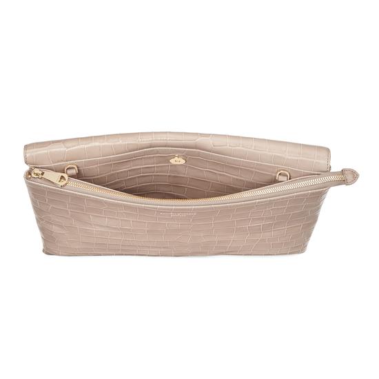 City Document Case in Deep Shine Soft Taupe Croc from Aspinal of London