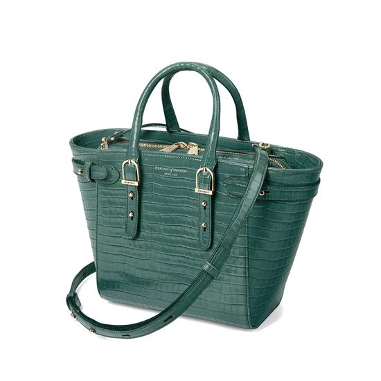 Mini Marylebone Tote in Deep Shine Sage Small Croc from Aspinal of London