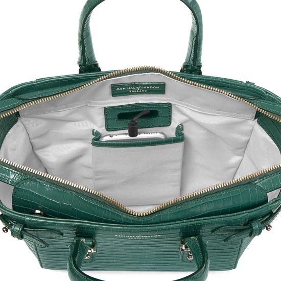 Mini Marylebone Tote in Deep Shine Sage Small Croc from Aspinal of London