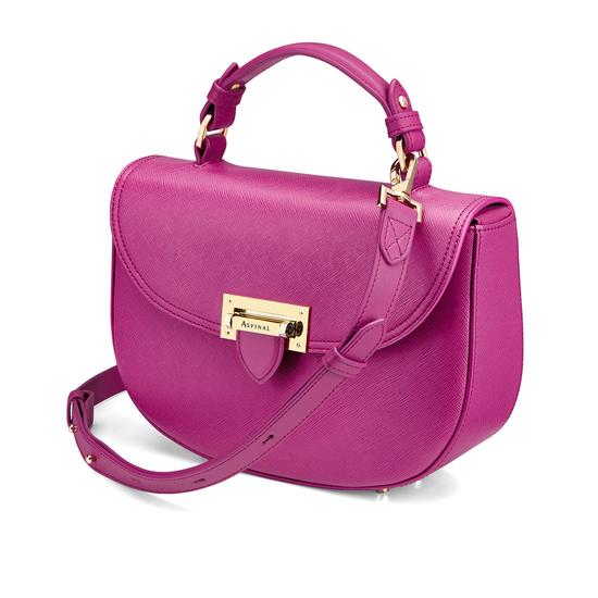 Letterbox Saddle Bag in Orchid Saffiano from Aspinal of London