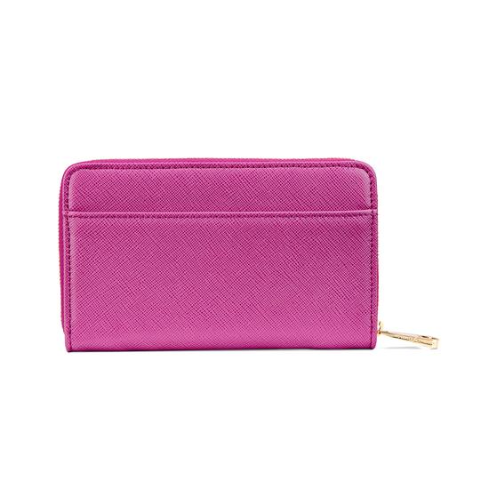Midi Continental Clutch Zip Wallet in Orchid Saffiano from Aspinal of London