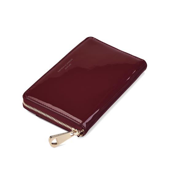 Midi Continental Clutch Zip Wallet in Deep Shine Cherry Patent from Aspinal of London