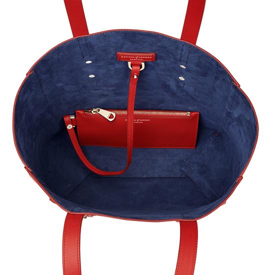 Aspinal Essential Tote in Scarlet Saffiano & Navy Suede from Aspinal of London