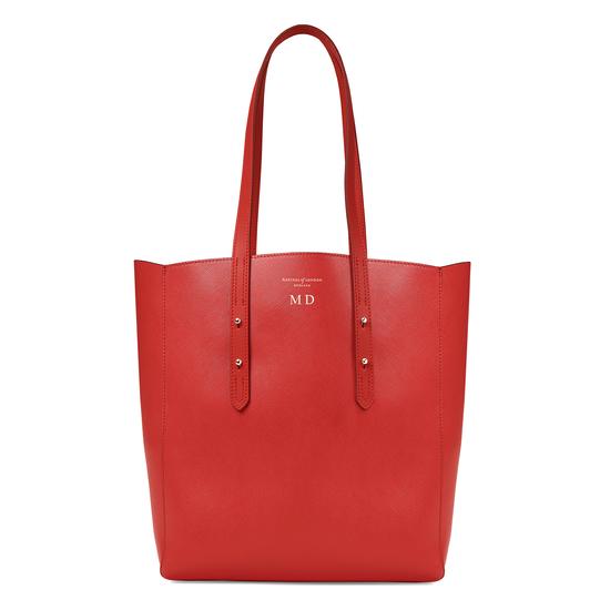 Aspinal Essential Tote in Scarlet Saffiano & Navy Suede from Aspinal of London