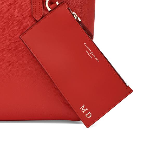 Aspinal Essential Tote in Scarlet Saffiano & Navy Suede from Aspinal of London