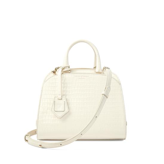 Mini Hepburn Bag in Deep Shine Ivory Small Croc from Aspinal of London