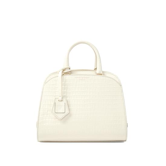 Mini Hepburn Bag in Deep Shine Ivory Small Croc from Aspinal of London