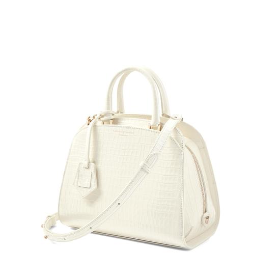 Mini Hepburn Bag in Deep Shine Ivory Small Croc from Aspinal of London