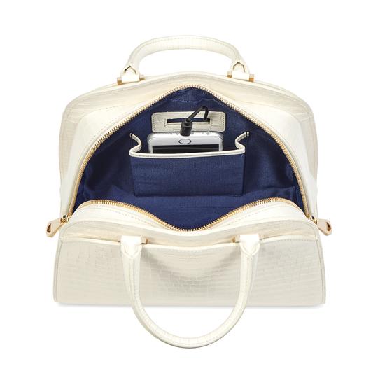 Mini Hepburn Bag in Deep Shine Ivory Small Croc from Aspinal of London