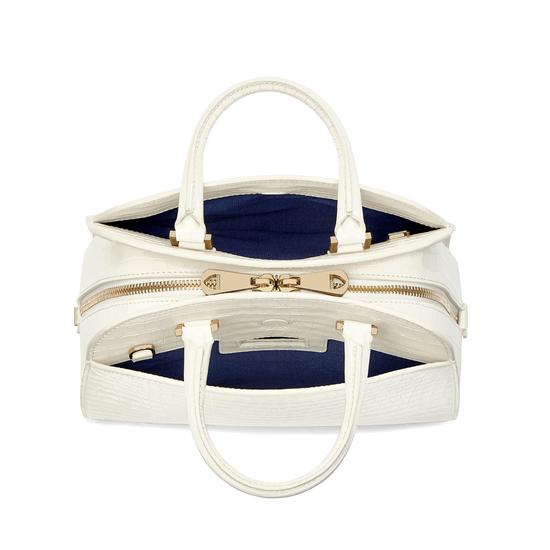 Mini Hepburn Bag in Deep Shine Ivory Small Croc from Aspinal of London