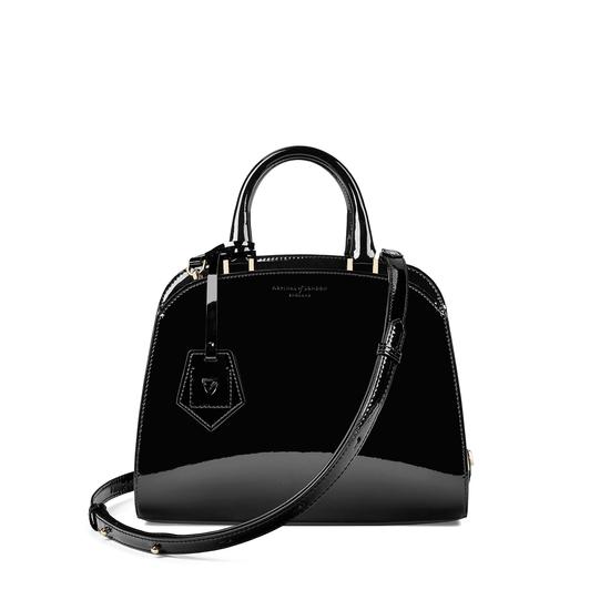 Mini Hepburn Bag in Deep Shine Black Patent from Aspinal of London