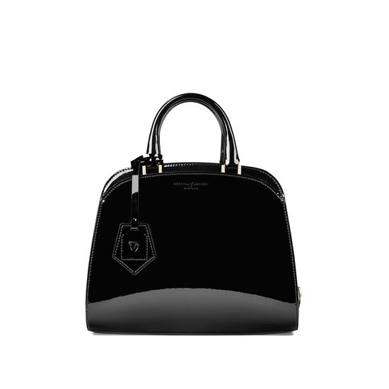 Mini Hepburn Bag in Deep Shine Black Patent from Aspinal of London