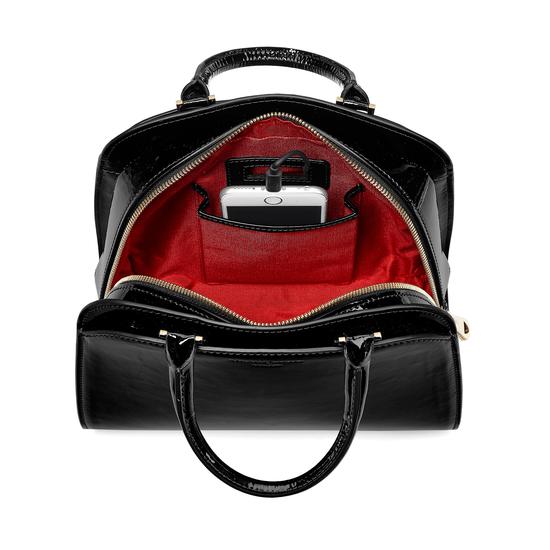 Mini Hepburn Bag in Deep Shine Black Patent from Aspinal of London