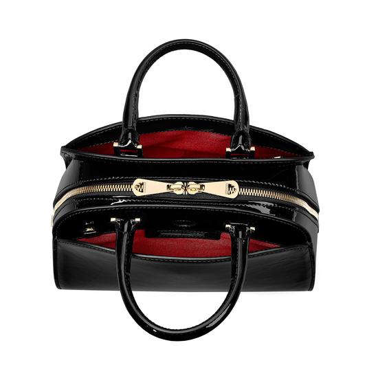 Mini Hepburn Bag in Deep Shine Black Patent from Aspinal of London