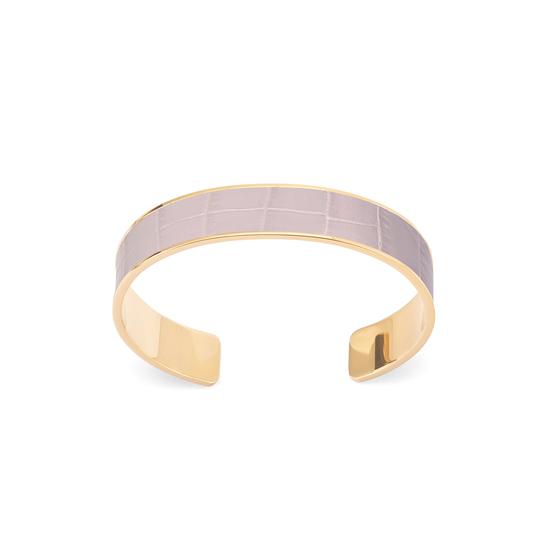 Cleopatra Skinny Cuff Bracelet in Deep Shine Lilac Small Croc from Aspinal of London