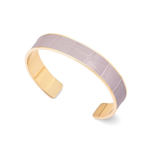 Cleopatra Skinny Cuff Bracelet in Deep Shine Lilac Small Croc from Aspinal of London