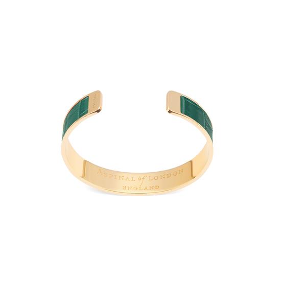 Cleopatra Skinny Cuff Bracelet in Deep Shine Sage Small Croc from Aspinal of London