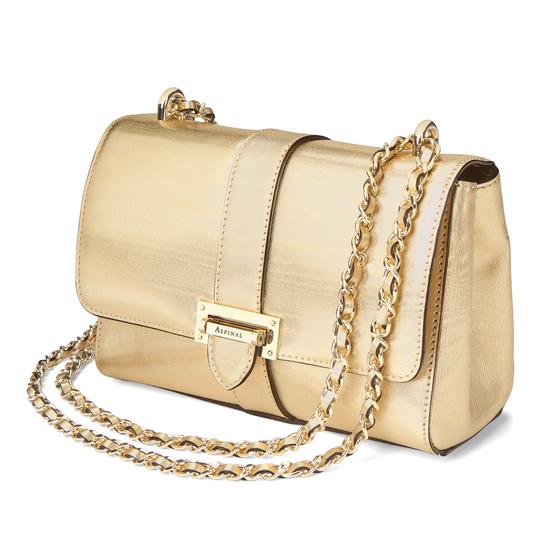 Small Lottie Bag in Gold Moire Print from Aspinal of London