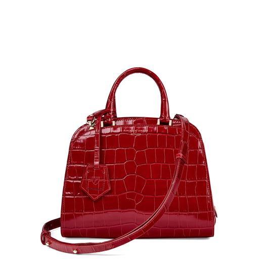 Mini Hepburn Bag in Deep Shine Red Croc from Aspinal of London
