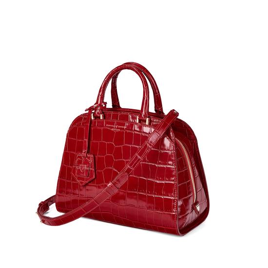 Mini Hepburn Bag in Deep Shine Red Croc from Aspinal of London