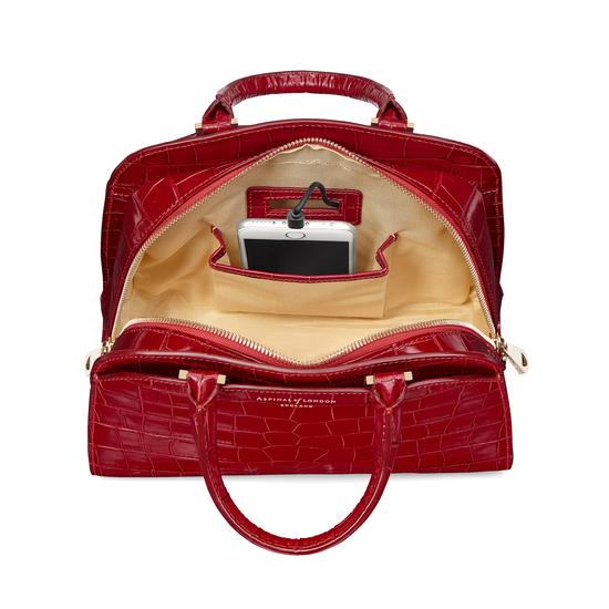 Mini Hepburn Bag in Deep Shine Red Croc from Aspinal of London