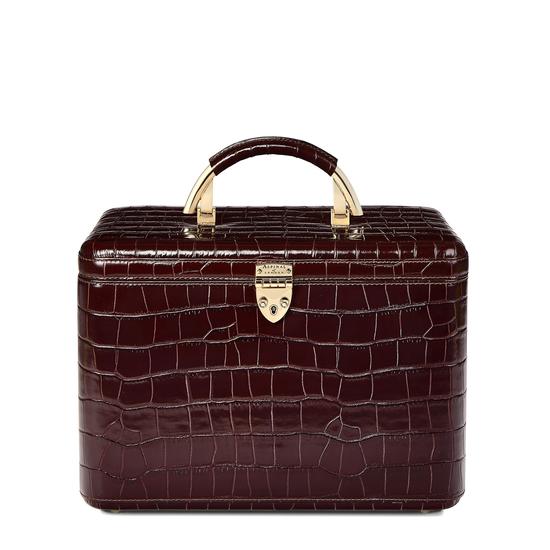 Aspinal Vanity Case in Deep Shine Amazon Brown Croc from Aspinal of London