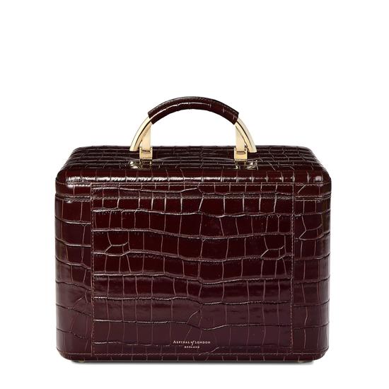 Aspinal Vanity Case in Deep Shine Amazon Brown Croc from Aspinal of London