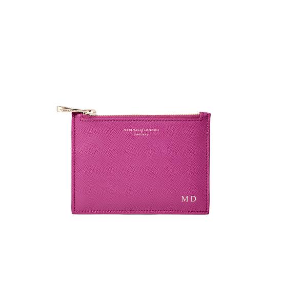 Small Essential Pouch in Orchid Saffiano from Aspinal of London