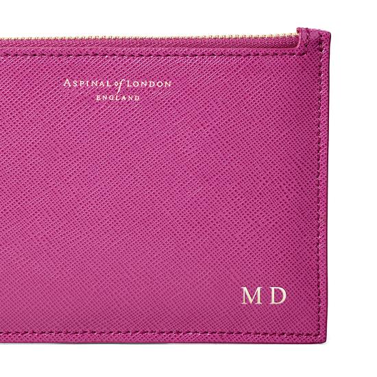 Small Essential Pouch in Orchid Saffiano from Aspinal of London