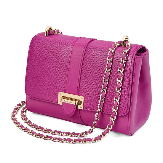Small Lottie Bag in Orchid Saffiano from Aspinal of London