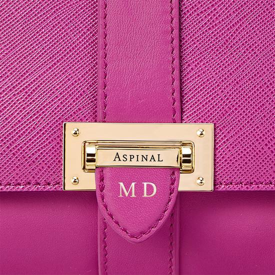 Small Lottie Bag in Orchid Saffiano from Aspinal of London