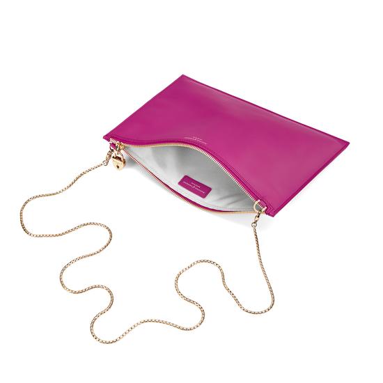 Soho Clutch in Smooth Orchid & Orchid Saffiano from Aspinal of London