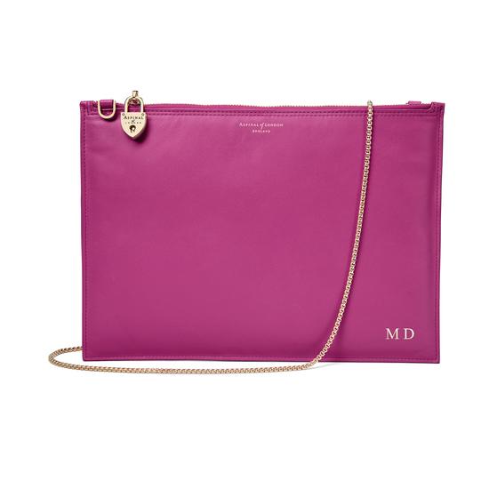 Soho Clutch in Smooth Orchid & Orchid Saffiano from Aspinal of London