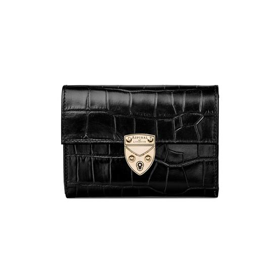 Small Mayfair Purse in Deep Shine Black Croc from Aspinal of London