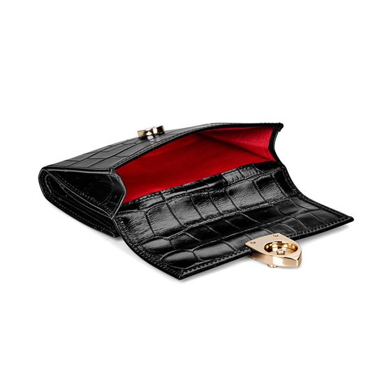 Small Mayfair Purse in Deep Shine Black Croc from Aspinal of London