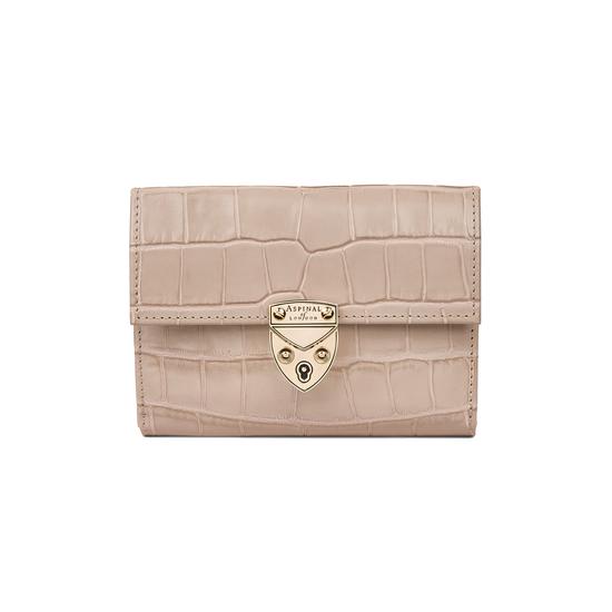 Small Mayfair Purse in Deep Shine Soft Taupe Small Croc from Aspinal of London