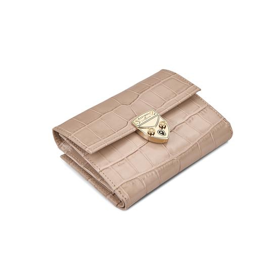 Small Mayfair Purse in Deep Shine Soft Taupe Small Croc from Aspinal of London