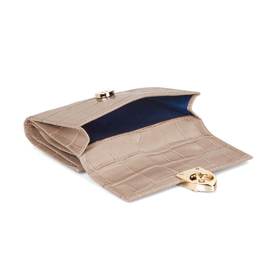 Small Mayfair Purse in Deep Shine Soft Taupe Small Croc from Aspinal of London