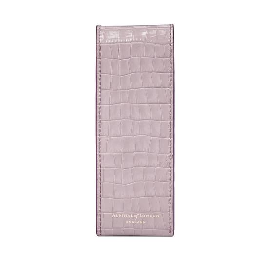 Small Pen Case in Deep Shine Lilac Small Croc from Aspinal of London