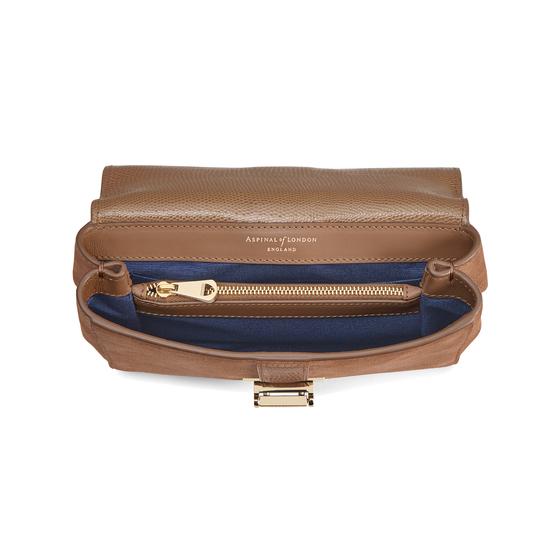 Small Lottie Bag in Camel Suede & Camel Lizard from Aspinal of London