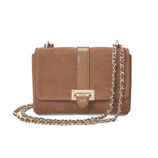 Small Lottie Bag in Camel Suede & Camel Lizard from Aspinal of London