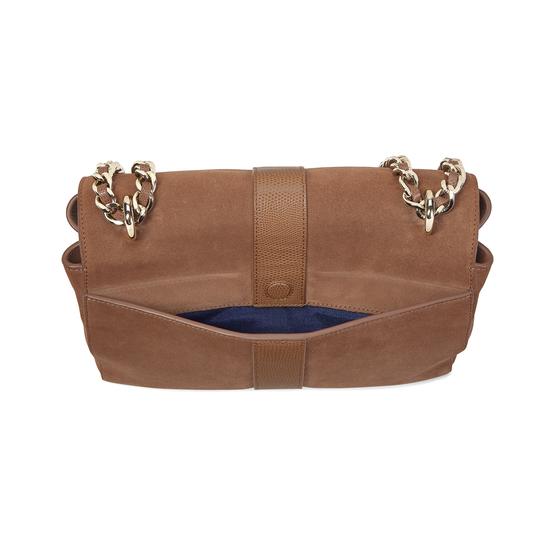 Large Lottie Bag in Camel Suede & Camel Lizard from Aspinal of London