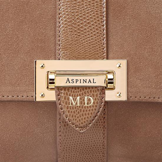 Large Lottie Bag in Camel Suede & Camel Lizard from Aspinal of London