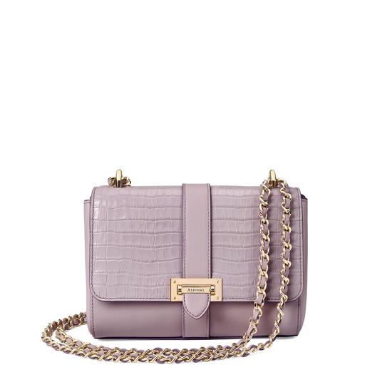 Small Lottie Bag in Deep Shine Lilac Small Croc from Aspinal of London