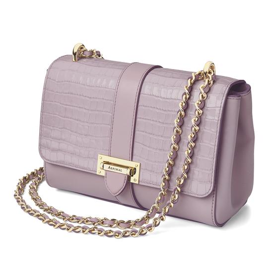 Small Lottie Bag in Deep Shine Lilac Small Croc from Aspinal of London